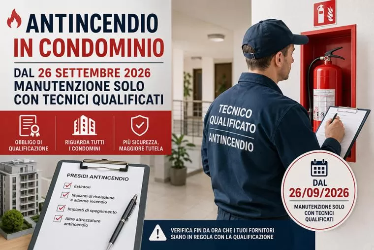 Antincendio in condominio: dal 26 settembre 2026 manutenzione solo con tecnici qualificati