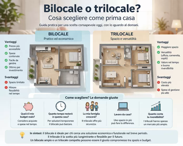Bilocale o trilocale? Cosa scegliere come prima casa