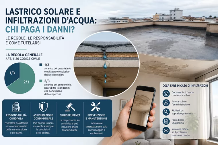 Lastrico solare e infiltrazioni d&rsquo;acqua: chi paga davvero i danni?
